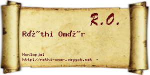 Réthi Omár névjegykártya